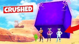 CRUSHED BY THE GIANT CUBE its moving - Fortnite Battle Royale