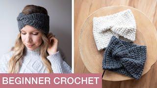 BEGINNER CROCHET Intro Headband Tutorial - How to Crochet Easy Twisted Headband Pattern