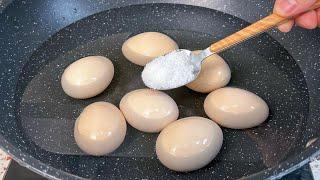 When cooking eggs add this step the shell will fall off when you touch it  fragrant and tender