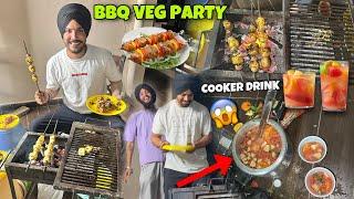 Veg BBQ Party With Friends  Shangria Drink  Veg Champ  Paneer Tikka  Mushroom  Momos …