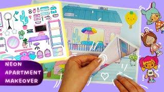 DIY Quiet Book Toca Boca  Life WorldNeon Rainbow Apartment Makeover  Miss Paper Dolls