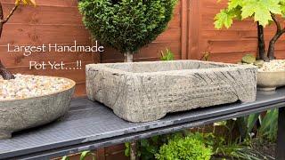 Making Large Rustic Cement Bonsai Pot Succulent Trough Easy Made With Junk #cement #pottery #diy