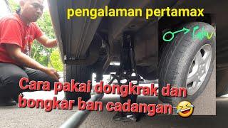 cara pakai dongkrak dan pasang ban cadangan mobil.