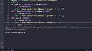 Tugas Pertemuan 4 Cara membuat Diskon potongan harga menggunakan python
