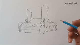 Steps to draw a sports car in pencil