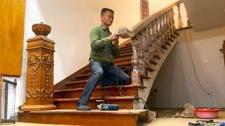 Mr Van Project Of Making Wooden Stairs  Constructing Beautiful Curved Wooden Staircase Handrails