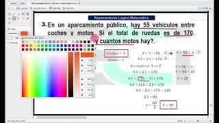 PLANTEO DE ECUACIONES  Razonamiento Lógico Matemático  Hay 55 vehículos entre coches y motos