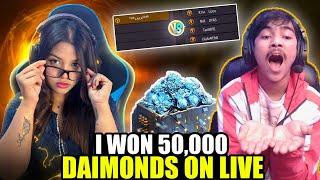 i Won 50000 Diamonds Giveaway on Live she shocked on my Gameplay - Garena free fire