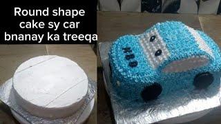 Car theme cake for boys Round shape cake sy car bnany ka Asan treeqa️
