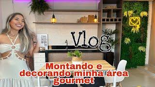 Vlog - Montando e decorando minha Área de churrasco  área gourmet