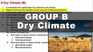 Koppen Scheme - Dry Climate B  UPSC IAS Geography