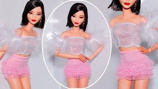 Sweet Barbie Fashion Make a Cute Ruffle Skirt and Lovely Doll Top - DIY