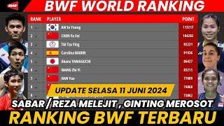 Ranking Terbaru BWF  Update BWF 11 Juni 2024