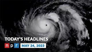Typhoon Mawar Slams Guam With Heavy Rains 140 MPH Winds  NPR News Now