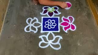 Puratasi madham lotus color kolam designs5 dots diwali rangoli 2024saraswathi ayudha pooja kolam