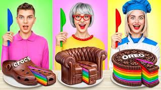 Me vs Grandma Cooking Challenge Cake Decorating Tasty Challenge by Yummy Jelly