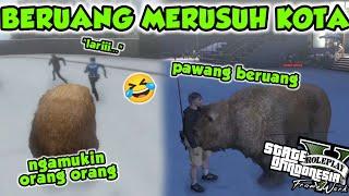 BERUANG MENGAMUK DAN MERUSUH KOTA  NGAKAK BANGET   GTA V ROLEPLAY #SOIFW