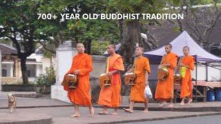 ALMS GIVING CEREMONY LAOS  Surreal experience & rude tourists