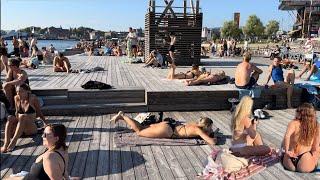 HOT BEACH DAY IN OSLO 4K-NORWAY Beach Walk Summer   7 September  2024