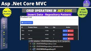 Creating a .NET Core Web Application with Repository Pattern for CRUD Operations  Insert Data