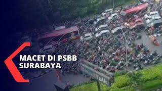 Hari Pertama PSBB Perbatasan Surabaya Macet Parah