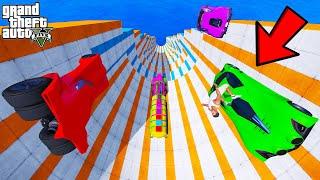 FRANKLIN TRIED U-SHAPED DOWNWARD SLOPE PARKOUR RAMP CHALLENGE GTA 5  SHINCHAN and CHOP