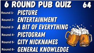 Virtual Pub Quiz 6 Rounds Picture Entertainment City Nicknames Pictogram GK No.64