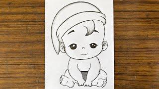 How to draw cute baby boy  Easy and simple pencil drawings for beginners  Beginners drawing