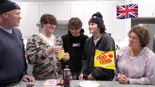 trying British snacks with our parents 