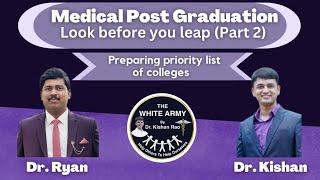 Medical Post Graduation - Preparing Priority List of Colleges  Look before you Leap