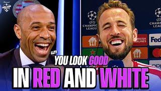 Thierry Henry jokes with Harry Kane after Bayern beat Man Utd   UCL Today  CBS Sports Golazo