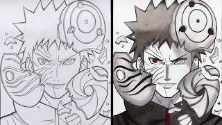 How to Draw Obito Uchiha with 3 Masks  Naruto Shippuden ナルト 疾風伝