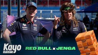 You Look Ridiculous  Max Verstappen & Sergio Perez Play Giant Jenga  Red Bull  F1  Kayo Sports