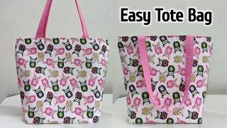 ZIPPERED TOTE BAG TUTORIAL  Simple Tote Bag with Lining  Shopping bag cutting and stitching  Bags