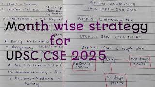 Beginners strategy for UPSC 2025month wise UPSC CSE 2025 strategy with booklist