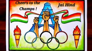 International Olympic Day Drawing Tribute to The Olympic Winners poster drawing Paris Olympic 2024