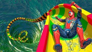 GIANT WaterSlide Just Got Even More Epic GTA 5 Spiderman Water Ragdoll Ep 101 #waterslide #ragdoll