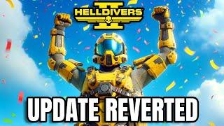 YES Helldivers 2 Devs are REVERTING THE UPDATE BACK - Full Details