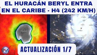 El Huracán BERYL entra en el CARIBE casi como H5 242 kmh