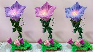 DIY Flower Lamp Beautiful Handmade Pipe Cleaner Morning Glory Flower Lamp - Home Decor Ideas