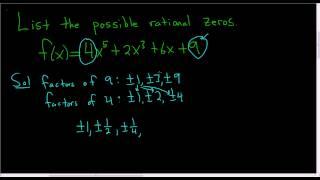 Listing the possible rational rootszeros