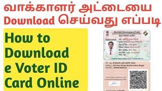 Voter ID Card Download Tamil  e Epic Voter ID Card Download Online from nvsp portal  Tamil