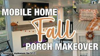 *NEW*  FALL MOBILE HOME PORCH MAKEOVER ON A BUDGET  outdoor fireplace makeover for $12