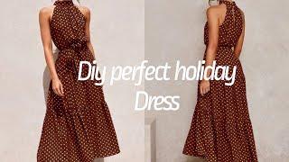 DIY easy halter Neck Maxi Dress  summer holiday dress  halter neck