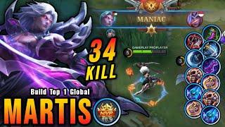 34 Kills Martis Almost SAVAGE Super Intense Battle - Build Top 1 Global Martis  MLBB