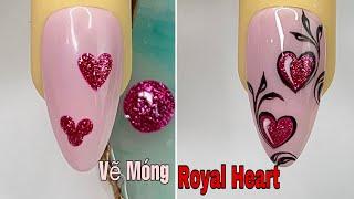 Royal Heart Nail Art Step-by-Step For Beginner Vẽ Móng New Nails Design  New Nails