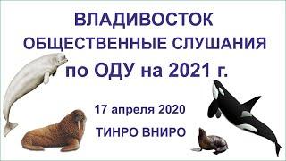 17 апреля 2020г. Общественные слушания в ТИНРО по ОДУ на 2021 г. + 2018-19 гг.