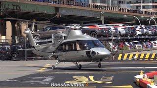 luxury helicopter Sikorsky S-76C landing&takeoff at New York