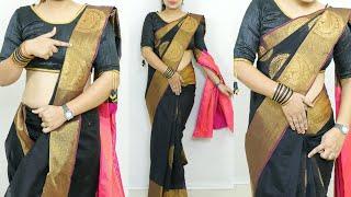 Very easy saree draping style for beginners  black saree for wedding  saree draping tips & trick