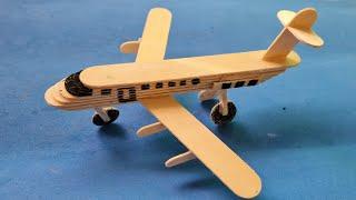 How To Make Airplane with icecream sticks  Civil Aviation Aircraft  Popsicle Easy Craft  DIY